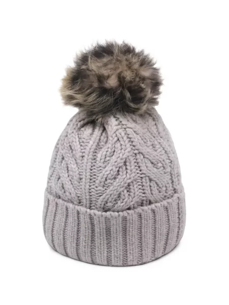 Căciulă Ugg tricotate cu pompoane gri