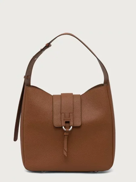 Bőr shopper táska Hogan barna
