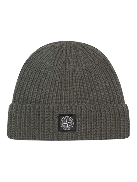 Czapka Stone Island wełniana z kamieniami zielona