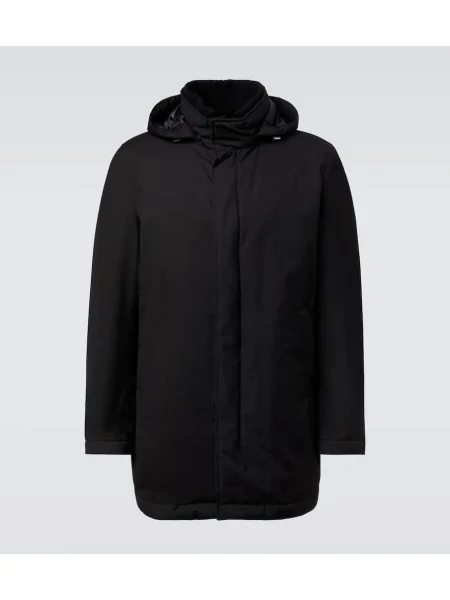 Пухено яке Herno с качулка черно