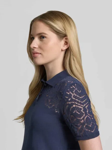 Sweter z dzianiny o kroju slim fit z czystej bawełny model LONZA' Max&co. granatowy