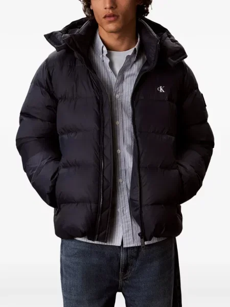 Geacă Calvin Klein cu glugă albastru