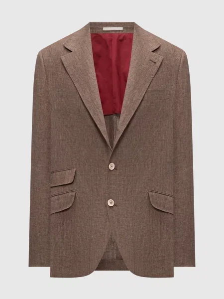 Жакет з льону Brunello Cucinelli коричневий
