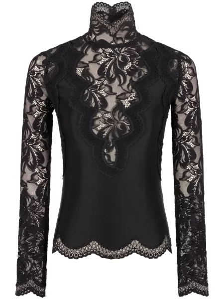 Lung top Rabanne din dantelă negru