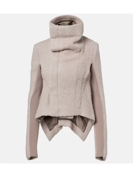 Geacă Rick Owens de lână asimetrică gri