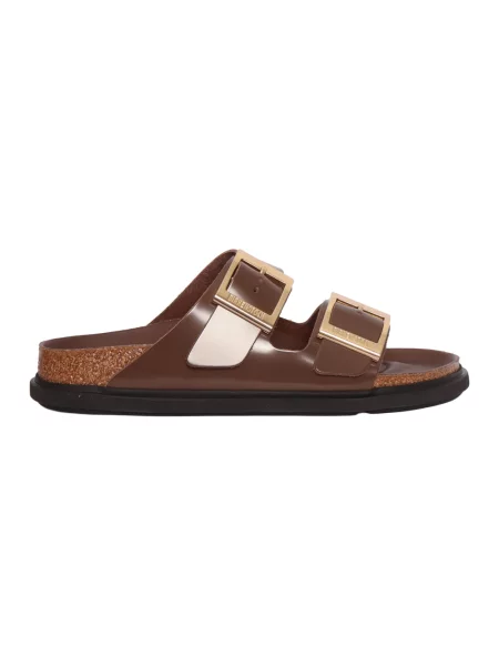 Klapki Birkenstock skórzane brązowe