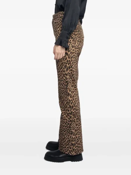 Pantaloni Zadig&voltaire cu talie înaltă cu imagine cu model leopard