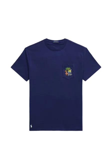 Pruhované pruhované košile Polo Ralph Lauren s výšivkou modré