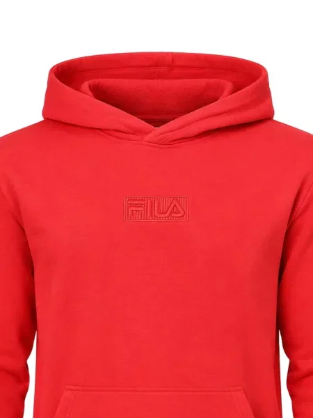 Суичър с качулка Fila бродиран червено