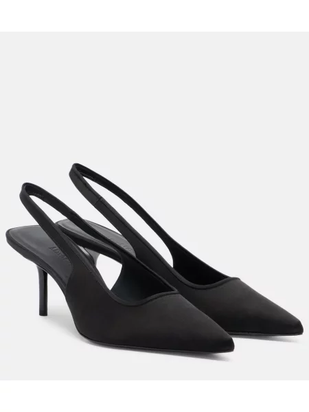 Pantofi cu toc Max Mara din satin slingback negru