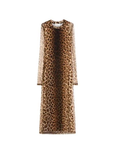 Rochie Sportmax cu imagine cu model leopard cu mâneci lungi