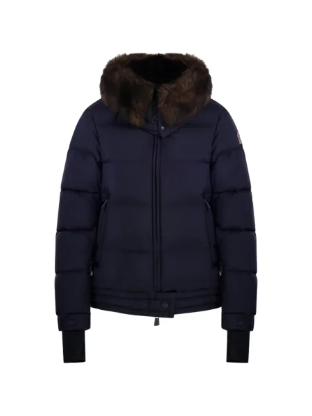 Lyžařská bunda Moncler Grenoble s kožíškem modrá