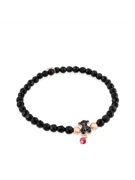 Zapestnica iz srebra prevlečenega z zlatom Tous Motif črna