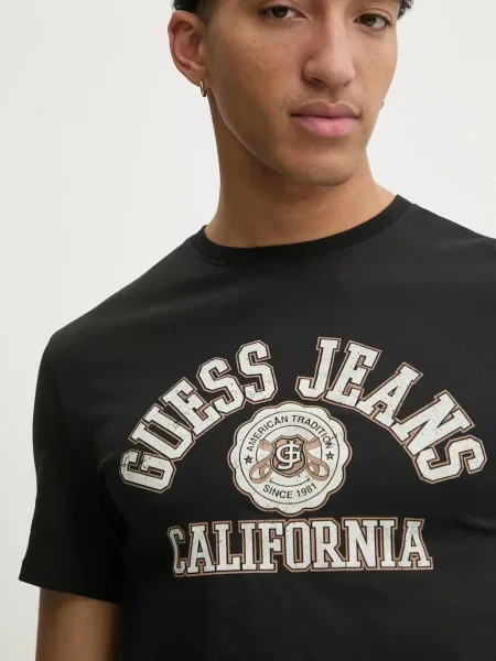 Тениска Guess Jeans с принт черно