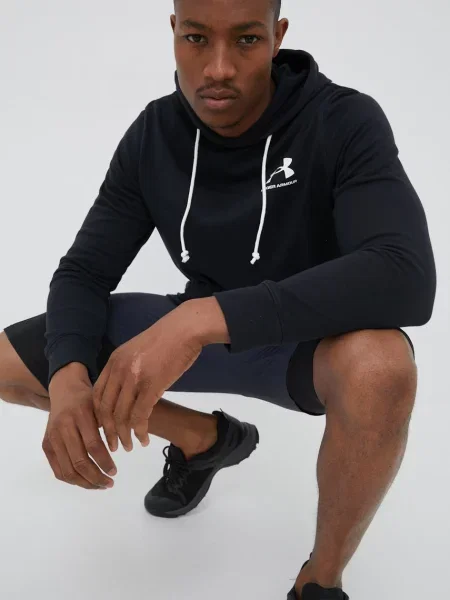 Hanorac Under Armour Rival Terry Lc Hoodie Black/ Onyx White L alb