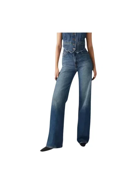 Levi's Dżinsy Szeroka nogawka w prążki Kobiety jednolity niebieski