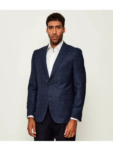 BOSS BLACK Gyapjú zakó fekete