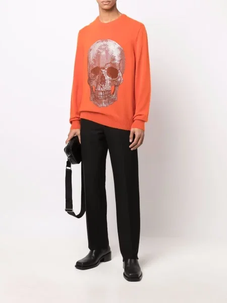 Raštuotas megztinis Philipp Plein oranžinė
