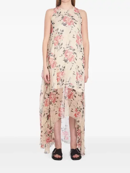 Копринена костюм макси рокля Loewe