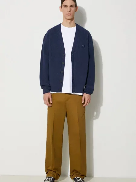 Πλεκτή ζακέτα Neil Barrett Bold Fox Head Patch Comfort Ribbed Cardigan ναυτικό μπλε