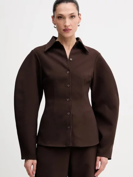 Rotate cămașă cu guler clasic regular maro