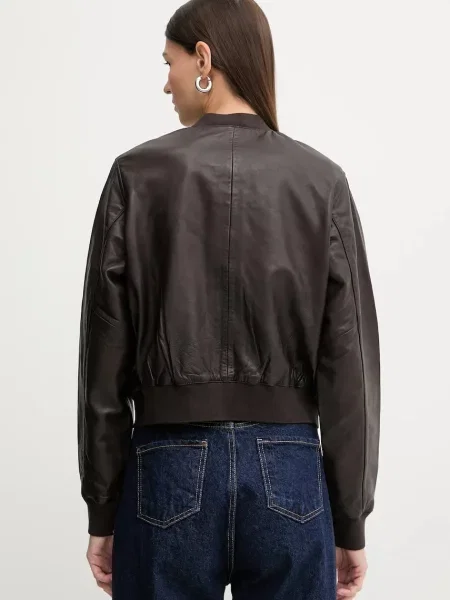 AllSaints Кожено яке ORTEN BOMBER JACKET кафяво