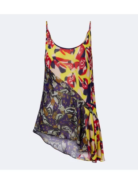 Top Dries Van Noten cu imagine asimetric violet