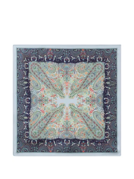 Fular Etro de mătase cu imagine cu model paisley albastru