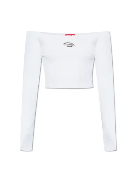 Sweter Diesel z logo biały