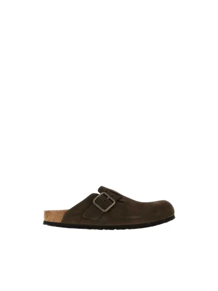 Birkenstock Boston WB LENB klapki mules nubukowe brązowe
