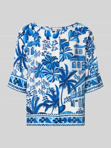 Bluzka o kroju regular fit z mieszanki Christian Berg Woman granatowa