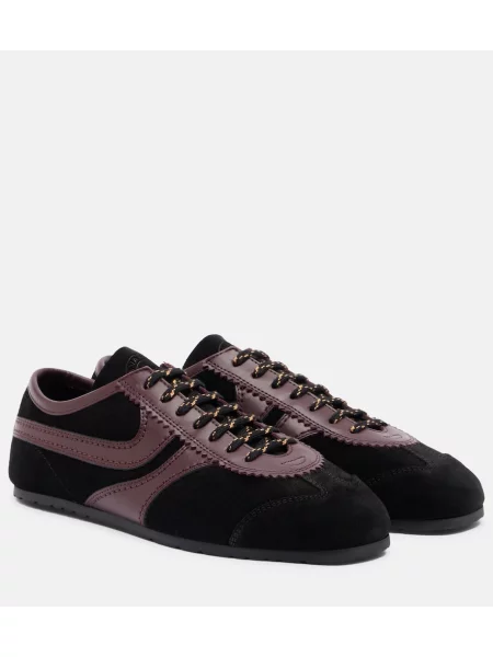 Sneakerși Dries Van Noten din piele de căprioară negru