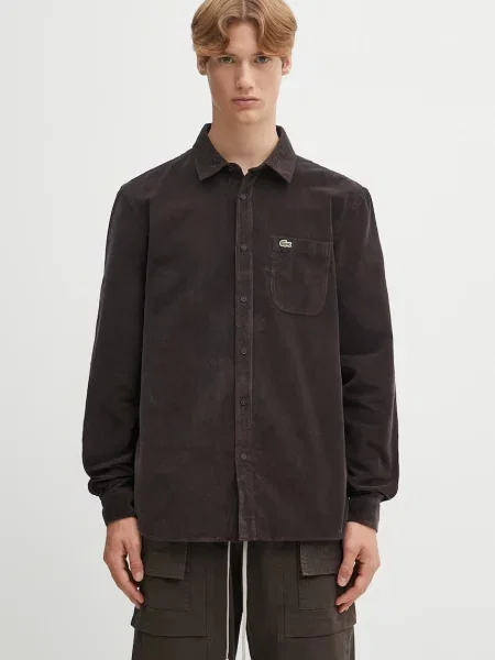 Srajca iz rebrastega žameta Lacoste rjava