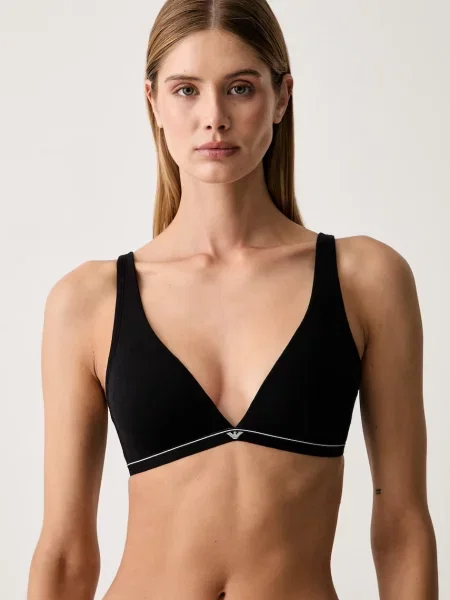 Emporio Armani Underwear podprsenka plunge s elastanom čierna