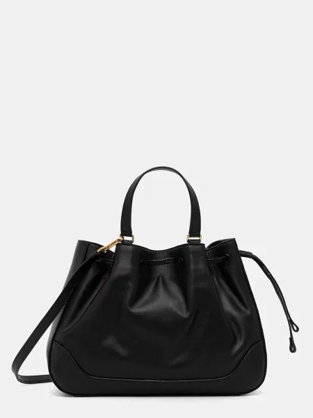 Кожена чанта Pollini черно
