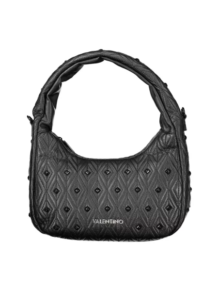 Lniana torebka Valentino By Mario Valentino elegancka czarna