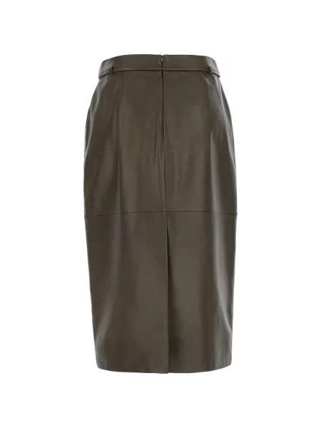 Cu centură fustă din piele Max Mara verde