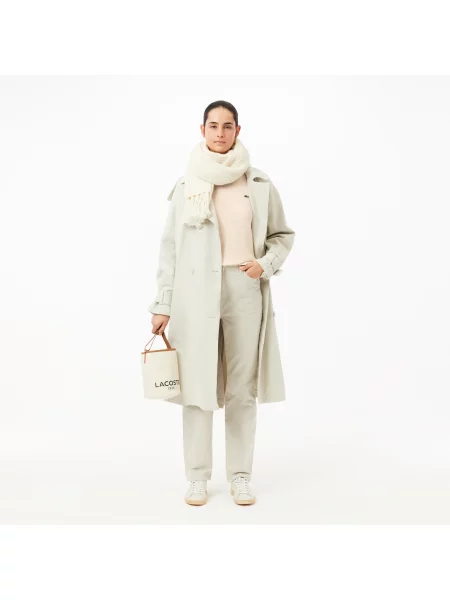 Lacoste Wełniany Sweter Z Okrągłym Dekoltem biały