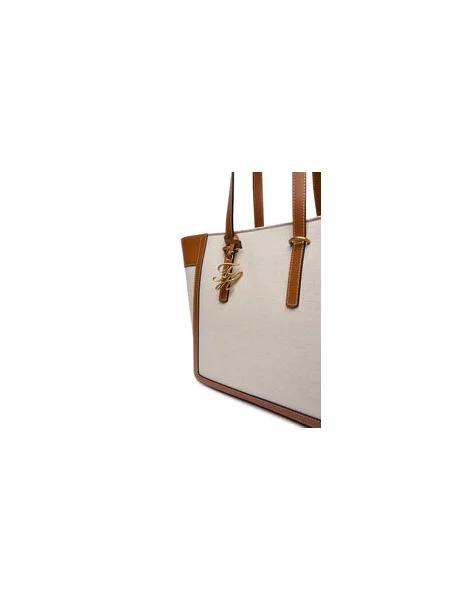 Torbica Tommy Hilfiger Th Script Tote Canvas Krem