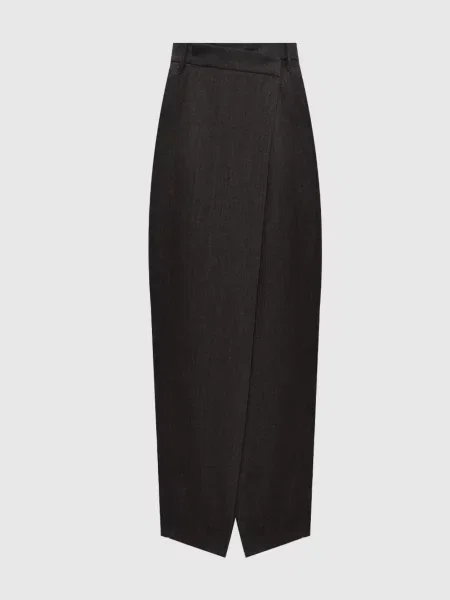 Спідниця на запах з коноплі та льону Brunello Cucinelli сіра