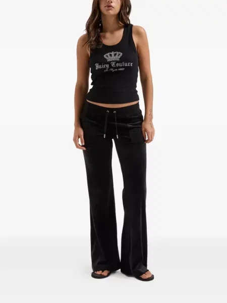 Είδος βελούδου τρέξιμο παντελόνι Juicy Couture μαύρο