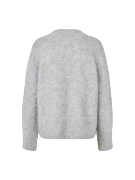 Sweter Samsoe Samsoe z dekoltem w serek szary
