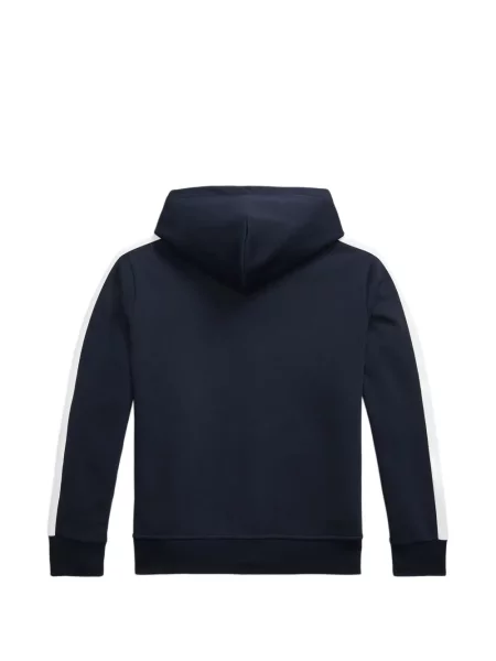 Tricou polo Polo Ralph Lauren cu glugă cu blană cu broderie roșu