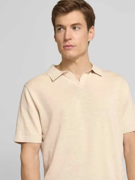 Koszulka polo o kroju regular fit z mieszanki bawełny i lnu model MATTIS' Selected Homme biała