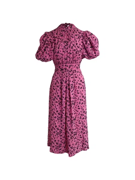 Rochie midi Rotate Birger Christensen cu model floral până la genunchi de costum roz