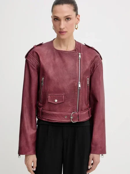 BOSS Geacă de piele C_Sadora Vișiniu portocaliu