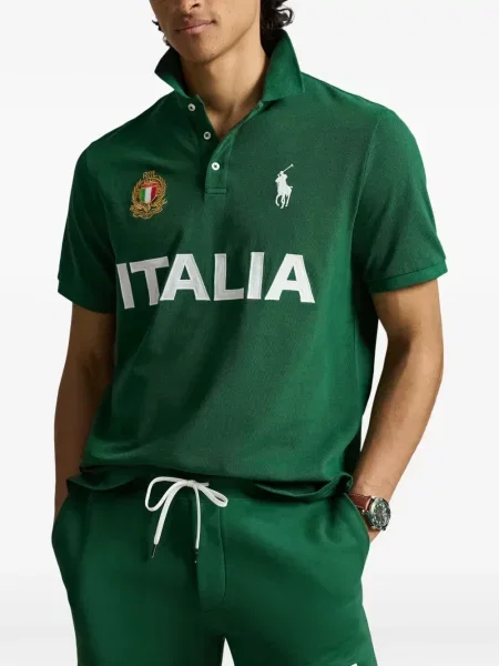 Πλεκτό polo Polo Ralph Lauren με σχέδιο με λαιμόκοψη v πράσινο