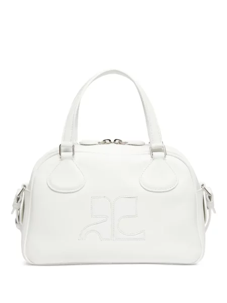 Geanta de piele Courreges din piele alb
