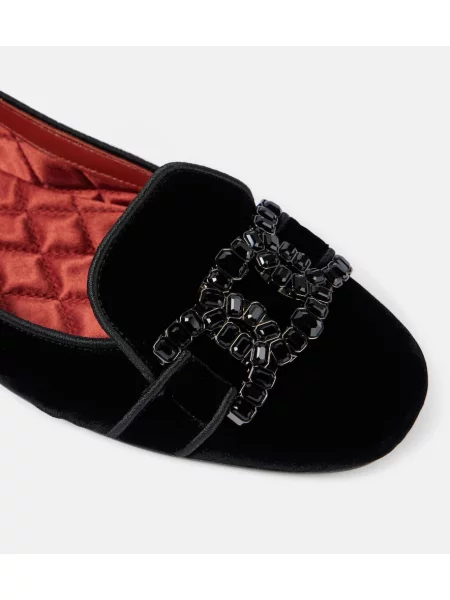 Balerini Tod's de catifea de cristal negru