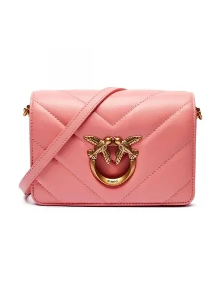 Pinko De piele geantă pe umăr LOVE CLICK MINII roz